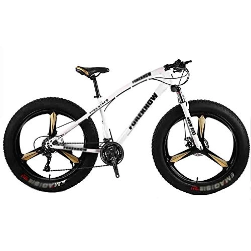 Fat Tyre Mountain Bike : LILIS Mountain Bike Folding Bike Bicycle MTB Adult Beach Bike Snowmobile Bicycles Mountain Bikes For Men And Women 26IN Wheels Adjustable Speed Double Disc Brake (Color : White, Size : 24 speed)