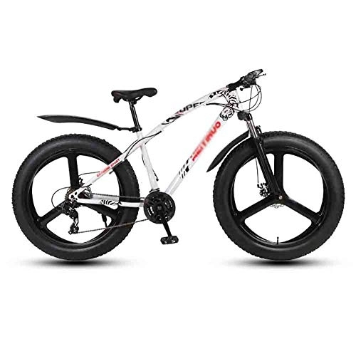 Fat Tyre Mountain Bike : LILIS Mountain Bike Folding Bike Bicycle MTB Adult Mountain Bikes Beach Bike Snowmobile Bicycles For Men And Women 26IN Wheels Double Disc Brake (Color : White, Size : 24 speed)