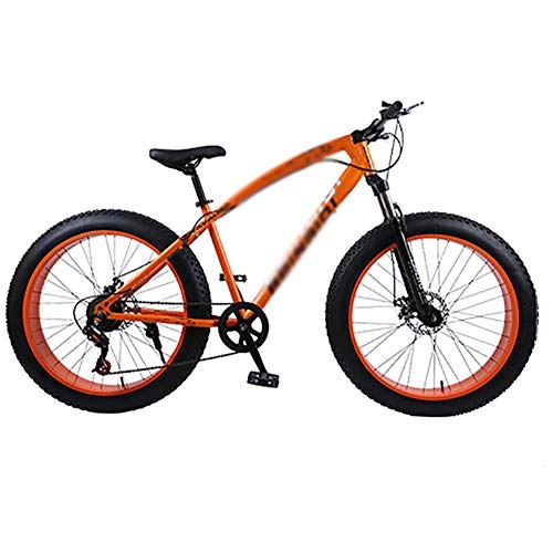 Fat Tyre Mountain Bike : LINGYUN 4 in Fat Tire Mountain Bikes, 26 inches Beach Snowmobile Bicycle, Double Disc Brake Bicycles, High carbon steel frame, Man Woman General Purpose, 21 speed