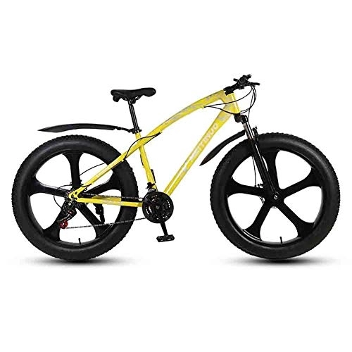 Fat Tyre Mountain Bike : LIUCHUNYANSH Off-road Bike Bicycle MTB Adult Mountain Bikes Beach Bike Snowmobile Bicycles Big Tire For Men And Women 26IN Wheels Double Disc Brake (Color : Yellow, Size : 27 speed)