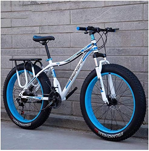 Fat Tyre Mountain Bike : LIYONG Super Wind Speed Bike! Adult mountain bike youth women hardtail MTB frame made of carbon steel Large tire bike with disc brakes Orange a 26 Inch 27 Speed-26 Inch 27 Speed_White C-SX003