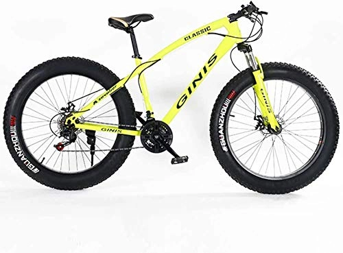Fat Tyre Mountain Bike : LIYONG Super Wind Speed Bike! Youth Mountain Bike 21 Speed 24 Inch Fat Tire Bicycle Carbon Steel Frame Bicycle with Yellow Spoke Disc Brakes-Spoke_Yellow-SX003
