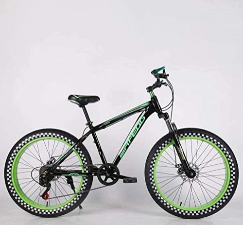 Fat Tyre Mountain Bike : LJ Bicycle, Adult Fat Tire Mountain Bike, Double Disc Brake Beach Snow Bicycle, High-Carbon Steel Frame Cruiser Bikes, 26 inch Highway Wheels, B, 27 Speed, E, 7 Speed