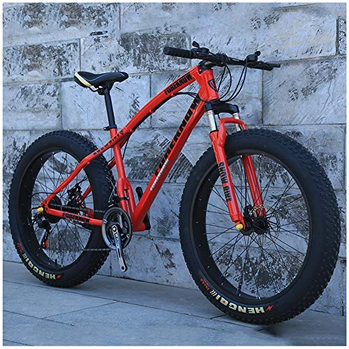 Fat Tyre Mountain Bike : LJJ Mountain Bikes, 20 / 24 / 26 Inches Shock Absorption Mountain Bicycle High Carbon Steel Spoke Wheel Double Disc Brake For Adult 7 / 21 / 24 / 27 speeds