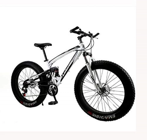 Fat Tyre Mountain Bike : LUO Bicycle, Fat Tire Mountain Bike Bicycle for Men Women, with Full Suspension MBT Bikes Lightweight High Carbon Steel Frame and Double Disc Brake, E, 26 inch 7 Speed, D, 24 inch 24 Speed