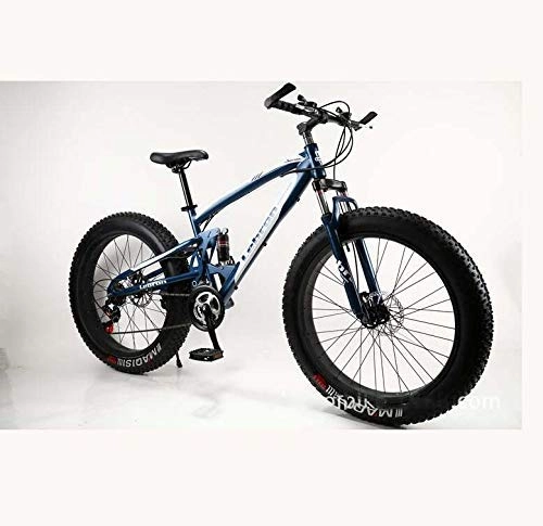 Fat Tyre Mountain Bike : LUO Bicycle, Fat Tire Mountain Bike Bicycle for Men Women, with Full Suspension MBT Bikes Lightweight High Carbon Steel Frame and Double Disc Brake, E, 26 inch 7 Speed, E, 26 inch 30 Speed