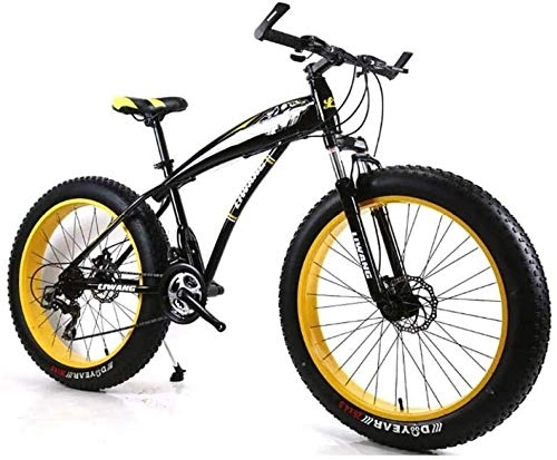 Fat Tyre Mountain Bike : Lxyfc Fast lfc xy MTB Men MTB 7 / 21 / 24 / 27 speed 26-inch thick snow tire road bicycle pedal the bicycle with disc brakes and the front fork, black and yellow, speed 21 Essential