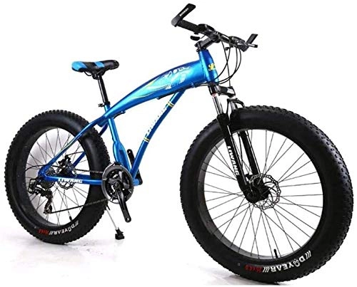 Fat Tyre Mountain Bike : Lxyfc Fast lfc xy MTB Men MTB 7 / 21 / 24 / 27 speed 26-inch thick snow tire road bicycle pedal the bicycle with disc brakes and the suspension fork, blue, speed 24 Essential