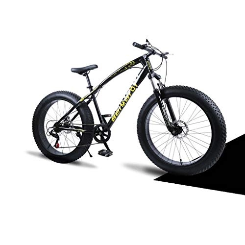 Fat Tyre Mountain Bike : LYRWISHJD 24 inch Country Gearshift Bicycle Mountain Bicycle with Adjustable Seat Snow bike cycling road bikes Unisex Adult Student Outdoors multiple colour (Color : Black, Size : 24inch)