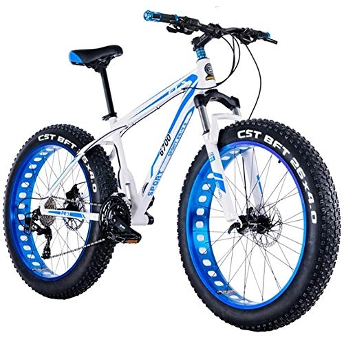 Fat Tyre Mountain Bike : LYRWISHJD Snow Mountain Bike - 26-inch Fat Tire Mountain Bike 30-Speed Bicycle Lightweight Aluminum Alloy Frame - Lightweight And Durable Gift For Friend (Color : Blue, 速度 Speed : 27 Speed)