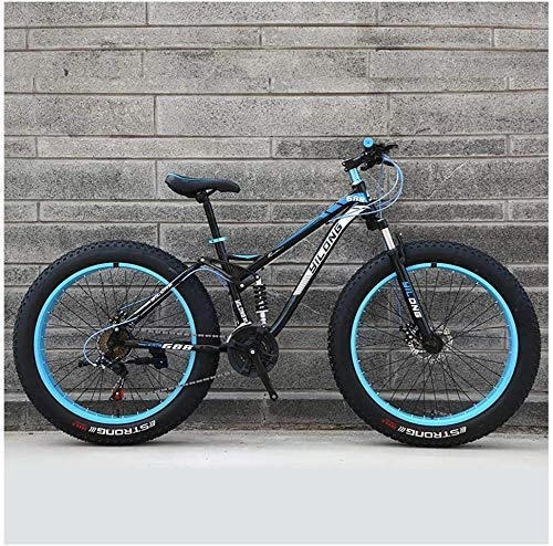 Fat Tyre Mountain Bike : Mens Womens Mountain Bikes, High-Carbon Steel Frame, Dual Disc Brake Hardtail Mountain Bike, All Terrain Bicycle, Anti-Slip Bikes,