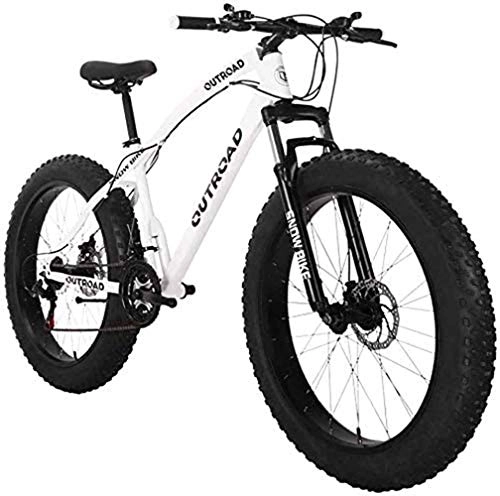 Fat Tyre Mountain Bike : Mountain Bike 26 inch Fat Tire High-Carbon Steel Frame 21-Speed Disc Brake and Shock Absorber ForkMountain Bike 26 inch Fat Tire High-Carbon Steel Frame Bikes 21-Speed Disc Brake Bicycles