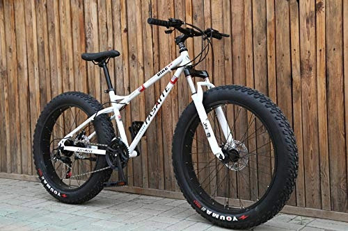 Fat Tyre Mountain Bike : Mountain bike 4.0 fat tire mountain bike 24 / 26 inch high carbon steel ATV snowmobile-26 inch white_7 speed_Spain