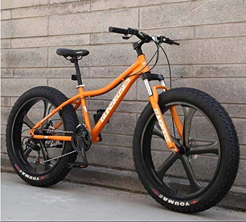 Fat Tyre Mountain Bike : Mountain Bike Bikes 26" Fat Tire Hardtail Snowmobile Dual Suspension Frame And Fork All Terrain Men's Bicycle Adult, Orange 2, 7Speed XIUYU (Color : Orange 2)