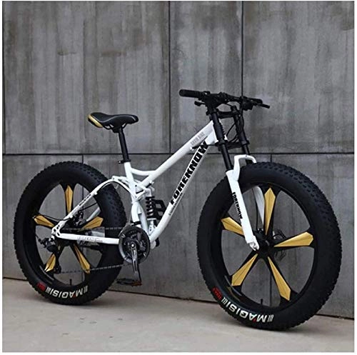 Fat Tyre Mountain Bike : Mountain Bike, CityrDerMTB bike 26 inch Fat Tire Hardtail mountain bike double suspension frame and suspension fork all terrain mountain bike-O_24 Inch 24 speed