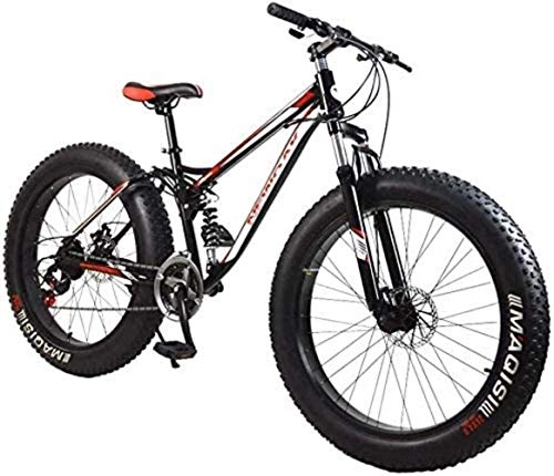 Fat Tyre Mountain Bike : Mountain Bike Fat Tire Mountain Bike Adult, Beach Snow Bike, Double Disc Brake Cruiser Bikes, Mountain Bike Mens 26 Inch Wheels (Color : Red)