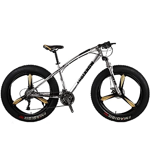 Fat Tyre Mountain Bike : Mountain Bike High carbon steel adult super wide tire (24 / 26 inch 21 speed) male and female students variable speed bicycle