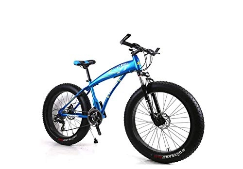 Fat Tyre Mountain Bike : Mountain Bike Mens Mountain Bike 7 / 21 / 24 / 27 Speeds, 26 inch Fat Tire Road Bicycle Snow Bike Pedals with Disc Brakes and Suspension Fork, Blue, 24 Speed