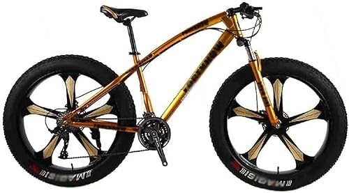 Fat Tyre Mountain Bike : Mountain Bike, Mountain Bike Folding Bike Bicycle MTB Adult Big Tire Beach Snowmobile Bicycles Mountain Bike For Men And Women 26IN Wheels Adjustable Speed Double Disc Brake (Color : Gold, Size : 24 s