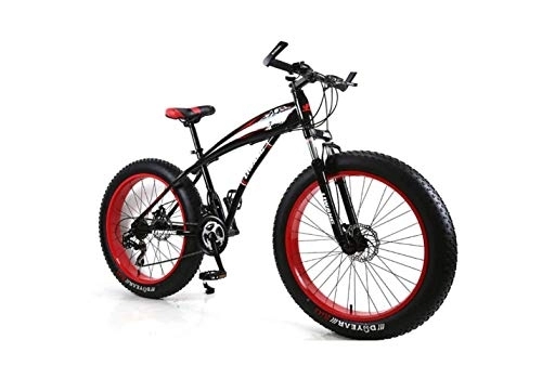 Fat Tyre Mountain Bike : Mountain Bike, Mountain Bike Mens Mountain Bike 7 / 21 / 24 / 27 Speeds, 26 inch Fat Tire Road Bicycle Snow Bike Pedals with Disc Brakes and Suspension Fork, BlackRed, 21 Speed