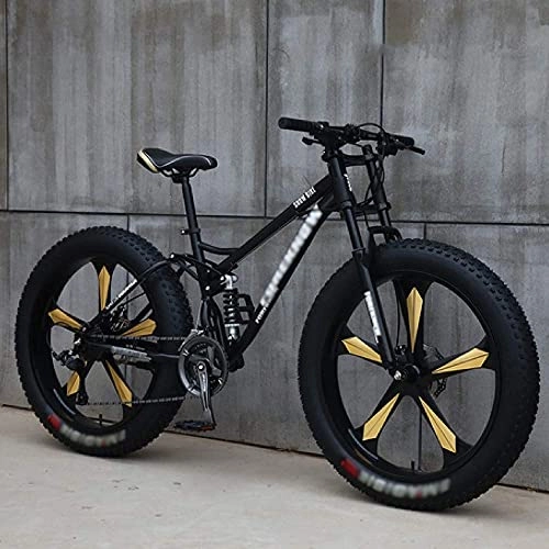Fat Tyre Mountain Bike : MQJ Mountain Bike Variable Speed Off-Road Beach Snowmobile Adult Super Wide Tires Men and Women Bicycles are Suitable for All Kinds of Roads, F~26 Inches, 24 Speed
