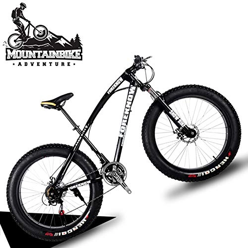 Fat Tyre Mountain Bike : NENGGE 20 Inch Hardtail Mountain Bike with Front Suspension & Mechanical Disc Brakes for Women, Off-Road Fat Tire Mountain Bicycle Adjustable Seat in 8 Colors, Anti-Slip Bikes, Black, 21 Speed