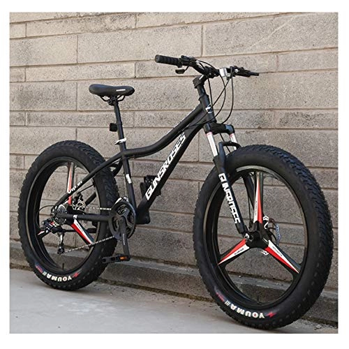 Fat Tyre Mountain Bike : NENGGE 26 Inch Mountain Bikes, High-carbon Steel Hardtail Mountain Bike, Fat Tire All Terrain Mountain Bike, Women Men's Anti-Slip Bikes, Black, 27Speed3Spoke