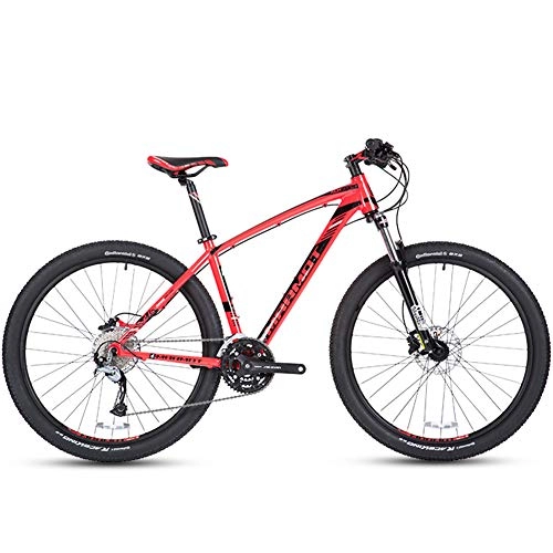 Fat Tyre Mountain Bike : NENGGE 27-Speed Mountain Bikes, Men's Aluminum 27.5 Inch Hardtail Mountain Bike, All Terrain Bicycle with Dual Disc Brake, Adjustable Seat, Red