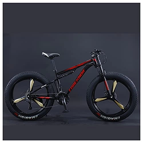 Fat Tyre Mountain Bike : NENGGE Mountain Bikes, 26 Inch Fat Tire Hardtail Mountain Bike, Dual Suspension Frame and Suspension Fork All Terrain Mountain Bike for Men Women, 21 Speed, Black 3 Spoke