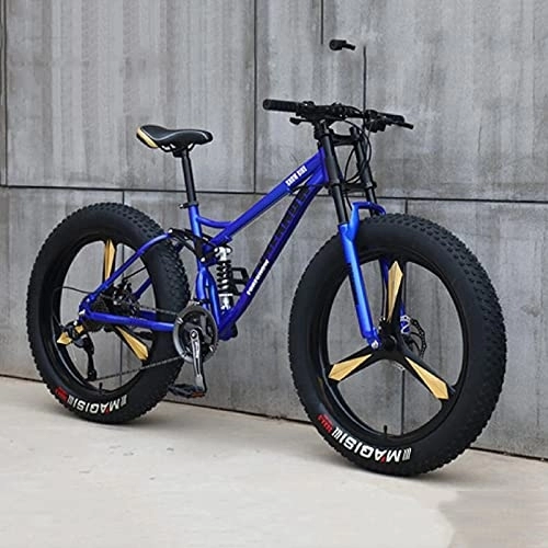 Fat Tyre Mountain Bike : PBTRM Men / Women Fat Tire Mountain Trail Bike, 26-Inch Wheels Adult Mountain Bike, Dual Disc Brake Bicycle, High-Carbon Steel Frame Fat Tire Mountain Trail Bike, Anti-Slip Bikes, F, 27