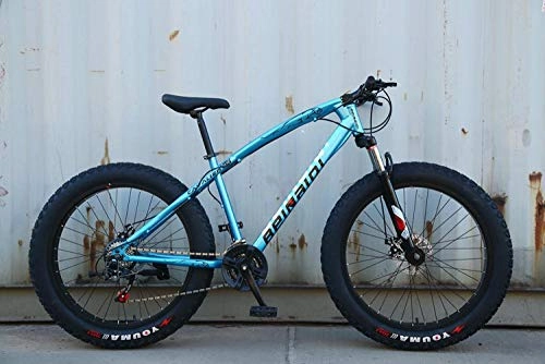 Fat Tyre Mountain Bike : peipei 26 Inch Wheel Adult Mountain Fat Bike 24 / 27 / 30 Speed Road Bicycle Men Front And Rear Mechanical Disc Brakes Steel Frame Ride-Starry blue_26 inch (160-195cm)_30 Speed