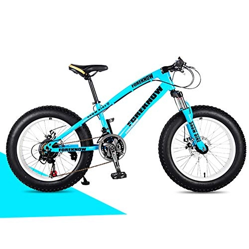 Fat Tyre Mountain Bike : QIMENG 20 Inch Mountain Bikes Anti-Slip Bikes Beach Snowmobile Bicycle Fat Tire with Dual Disc Brake 7 / 21 / 24 / 27 Speed All Terrain Mountain Bike Suitable for Height 140-175Cm, Blue, 27 speed