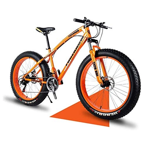 Fat Tyre Mountain Bike : QIU 26" / 24" / 20" Mountain Bikes, Adult Fat Tire Mountain Trail Bike, 7 Speed Bicycle, High-carbon Steel Frame Dual Full Suspension Dual Disc Brake (Color : Orange, Size : 26")
