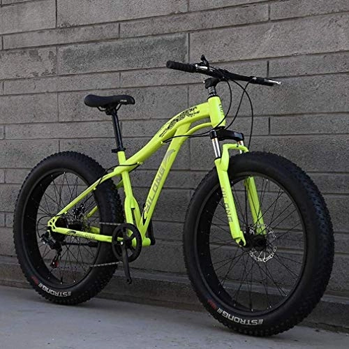 Fat Tyre Mountain Bike : QZ 24 Inch Fat Tire Mountain Bike Adult, Beach Snow Bike, Double Disc Brake Cruiser Bikes, Mountain Bike Mens 4.0 Wide Wheels (Color : Green, Size : 24 speed)