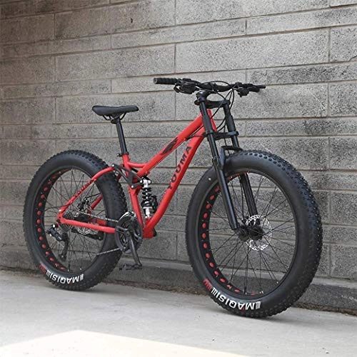 Fat Tyre Mountain Bike : QZ Men's Mountain Bikes 26Inch Fat Tire Hardtail Snowmobile Dual Suspension Frame And Suspension Fork All Terrain Commuter City road bike Adult Ladies Men Unisex (Color : Red, Size : 27Speed)