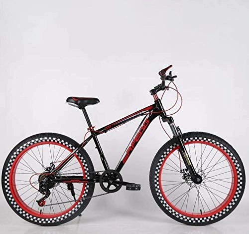 Fat Tyre Mountain Bike : QZ Mens Adult Fat Tire Mountain Bike, Double Disc Brake Beach Snow Bicycle, High-Carbon Steel Frame Cruiser Bikes, 26 Inch Highway Wheels (Color : C, Size : 24 speed)