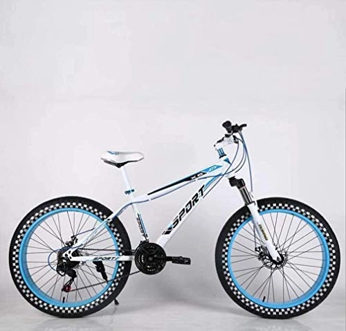 Fat Tyre Mountain Bike : QZ Mens Adult Fat Tire Mountain Bike, Double Disc Brake Beach Snow Bikes, Road Race Cruiser Bicycle, 26 Inch Highway Wheels (Color : E, Size : 24 speed)