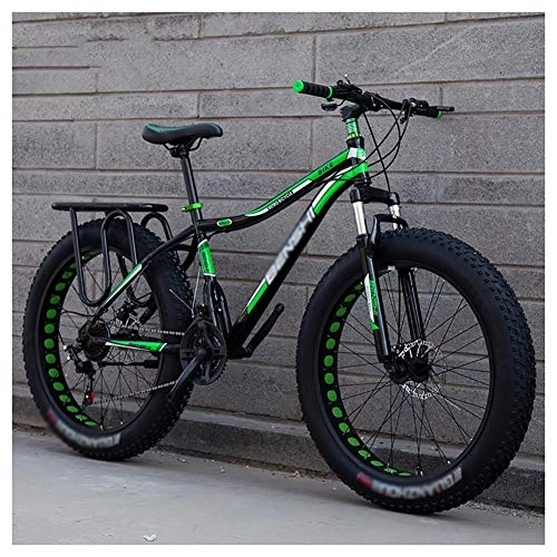 Fat Tyre Mountain Bike : Road Bikes Fat Tire Bike Adult Road Bikes Bicycle Beach Snowmobile Bicycles For Men Women Off-road Bike (Color : Green, Size : 26in)