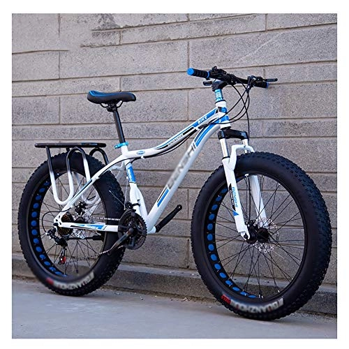 Fat Tyre Mountain Bike : SOAR Adult Mountain Bike Fat Tire Bike Adult Road Bikes Bicycle Beach Snowmobile Bicycles For Men Women (Color : White, Size : 24in)