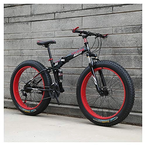 Fat Tyre Mountain Bike : TOOLS Off-road Bike Fat Tire Bike Folding Bicycle Adult Road Bikes Beach Snowmobile Bicycles For Men Women (Color : Red, Size : 26in)