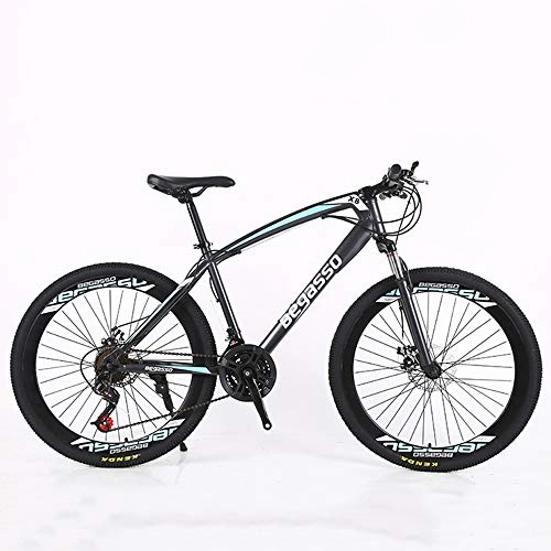 Fat Tyre Mountain Bike : VANYA Carbon Steel Mountain Bike 21 Speed Shock Absorption 24 / 26 Inches Variable Speed Disc Brake Unisex Commuting Bicycle, Black, 24inches