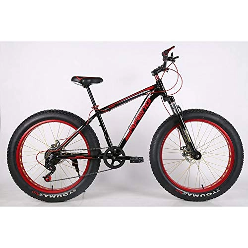 Fat Tyre Mountain Bike : VANYA Mountain Bike 26 Inch Speed Off-Road Beach Snowmobile Widened Large Tires 4.0 Aluminum Alloy Bicycle, blackred