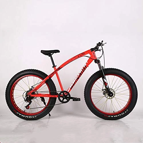 Fat Tyre Mountain Bike : VANYA Variable Speed Mountain Bike 26 Inch 27 Speed Shock Absorption Snowmobile 4.0 Widened Big Tire Off-Road Bicycle, Red