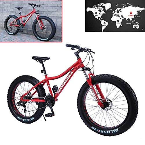 Fat Tyre Mountain Bike : VVBGTS Foldable MountainBike 26 Inch 4.0 Fat Tire Snowmobile, Variable Speed Mountain Bike, 7 / 21 / 24 / 27 / 30 Speed, for Men, Women, Students, Red, 21