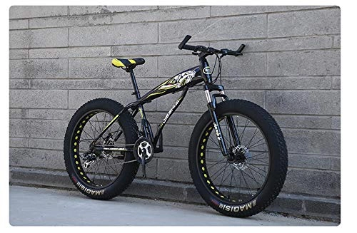 Fat Tyre Mountain Bike : W&HH SHOP Kids / Youth / Adult Fat Tire Mountain Bike, 26-Inch Wheels, 21-Speed, Twist Shifters, Steel Frame, Mechanical Disc Brakes, Multiple Colors, Black