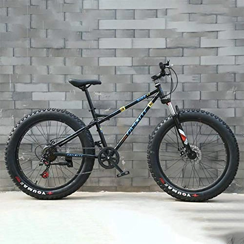 Fat Tyre Mountain Bike : Wghz 26-Inch Snow Bike / Double Disc Brake Variable Speed Bike 4.0 Aluminum Alloy Super Thick Rim Snow Bike, Full-Shock Adult Fat Tire Road Speed, Black