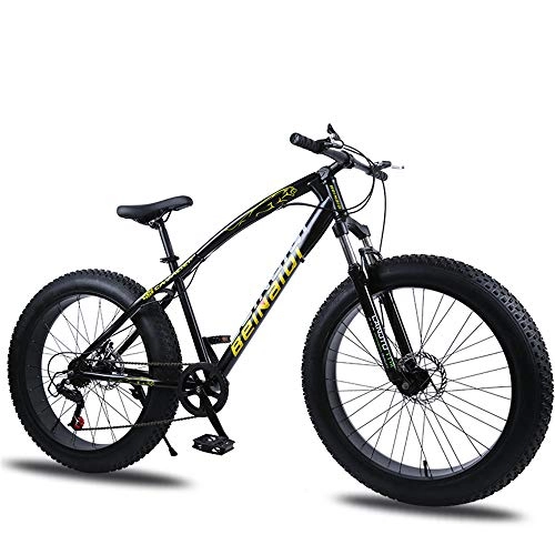 Fat Tyre Mountain Bike : WYX 7Speed 24 / 26In Fat Bike Mountain Bike Snow Bicycle Shock Suspension Bicycle Snow Bikes Front And Rear Mechanical Disc Brake, b, 26" 7 speed