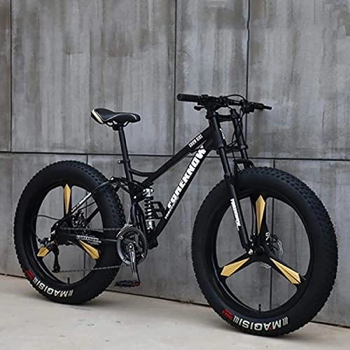 Fat Tyre Mountain Bike : XBSXP 26 Inch Mountain Bikes Adult Mountain Bike Adult Boys Girls Fat Tire Mountain Trail Bike High-carbon Steel Frame Anti-Slip Bikes, Black, 26 inch 21 speed