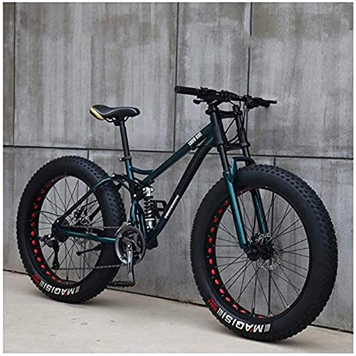 Fat Tyre Mountain Bike : XHJZ Mountain Tricycle for Adults, Fat Tire Mens Mountain Bike, 26-Inch / High-Tensile Steel Frame, 21 / 24 / 27-Speed, 26-inch Wheels, Green, 24 speed