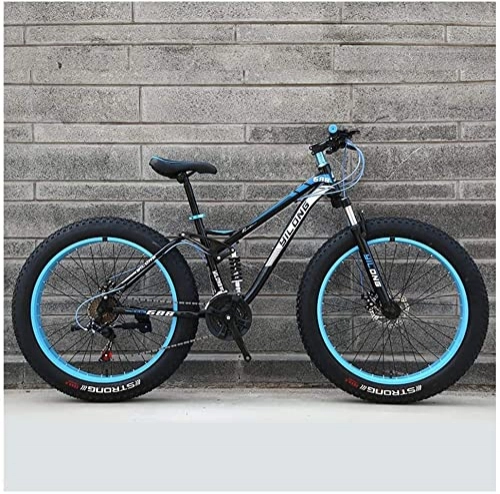 Fat Tyre Mountain Bike : XinQing Mens Womens Mountain Bikes, High-Carbon Steel Frame, Dual Disc Brake Hardtail Mountain Bike, All Terrain Bicycle, 26 Inch 27 Speed